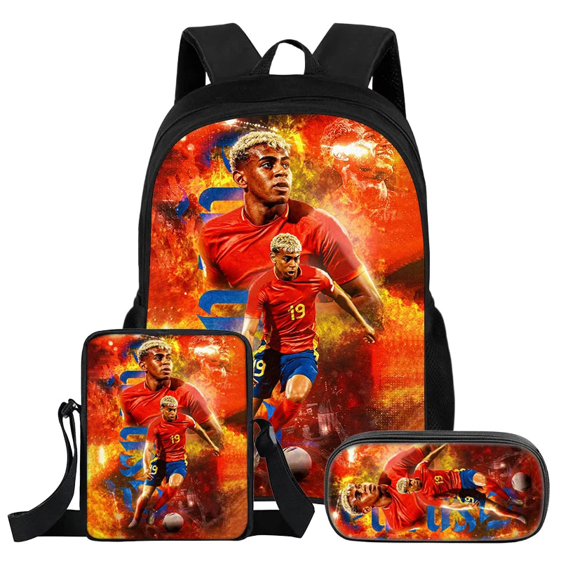 Set Zaino Calcio Lamine Yamal 3 Pezzi per Bambini – Zaino, Borsa a Tracolla e Astuccio