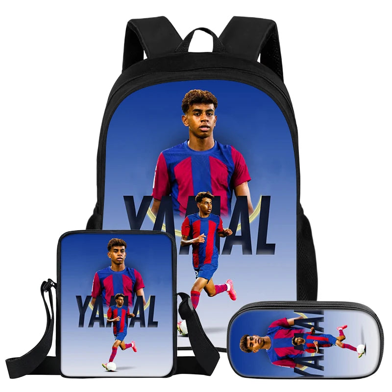 Set Zaino Calcio Lamine Yamal 3 Pezzi per Bambini – Zaino, Borsa a Tracolla e Astuccio