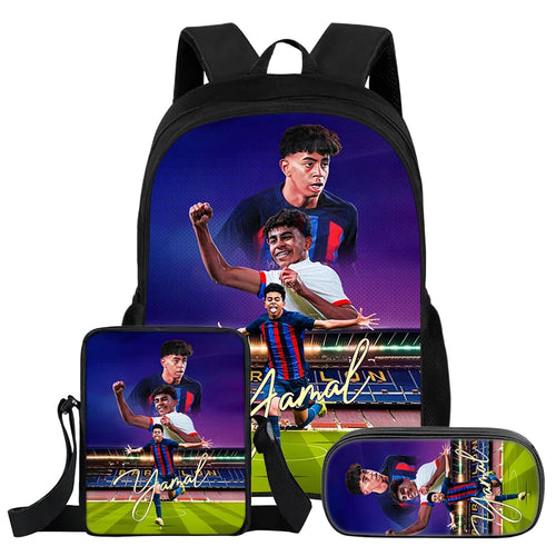 Set Zaino Calcio Lamine Yamal 3 Pezzi per Bambini – Zaino, Borsa a Tracolla e Astuccio