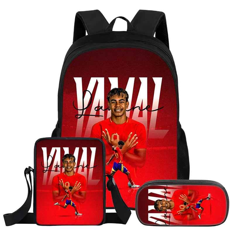 Set Zaino Calcio Lamine Yamal 3 Pezzi per Bambini – Zaino, Borsa a Tracolla e Astuccio