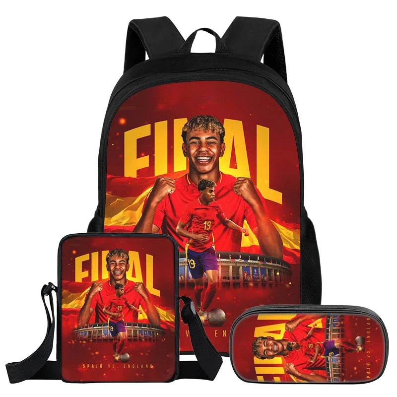 Set Zaino Calcio Lamine Yamal 3 Pezzi per Bambini – Zaino, Borsa a Tracolla e Astuccio